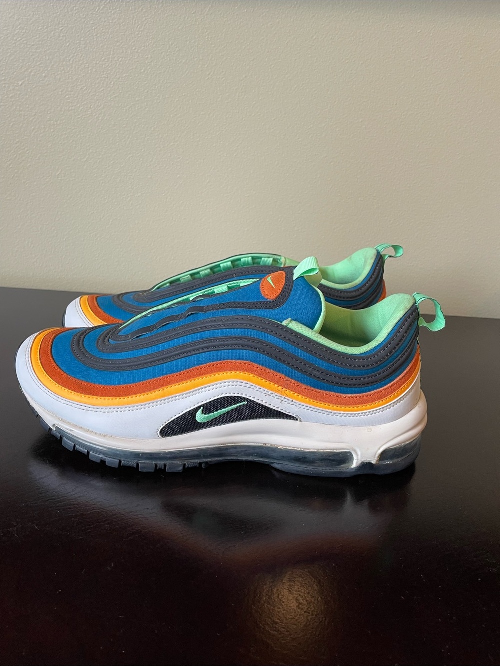 Nike Men’s Air-Max 96 in Blue, Orange, Mint, White